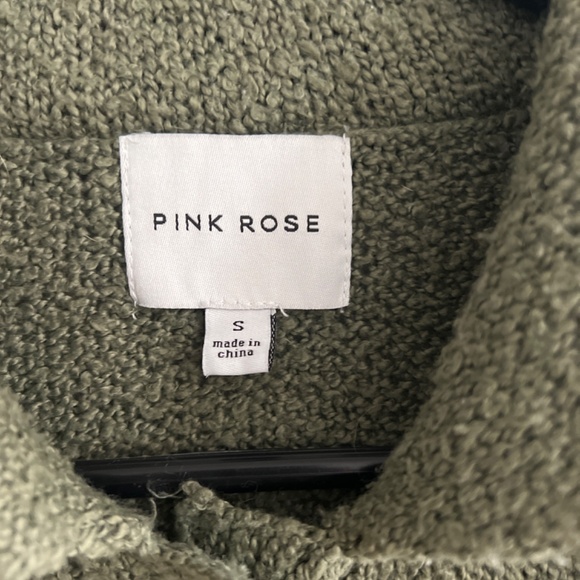 Pink Rose Green button up sweater size small - Picture 3 of 3